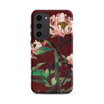 Pink Peonies - Ogawa Kazumasa Floral Samsung Case, Galaxy S23 Plus / Matte, Smartphone Case Dark Red Floral Pattern Light Pink
