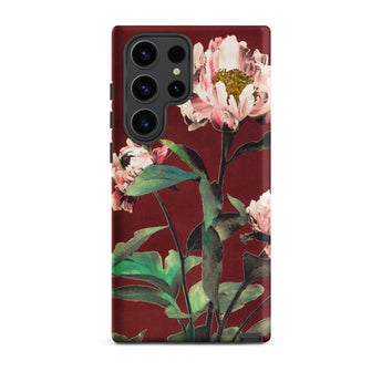 Pink Peonies - Ogawa Kazumasa Floral Samsung Case, Galaxy S23 Ultra / Matte, Burgundy Phone Case Ornate Pink Green Floral Design