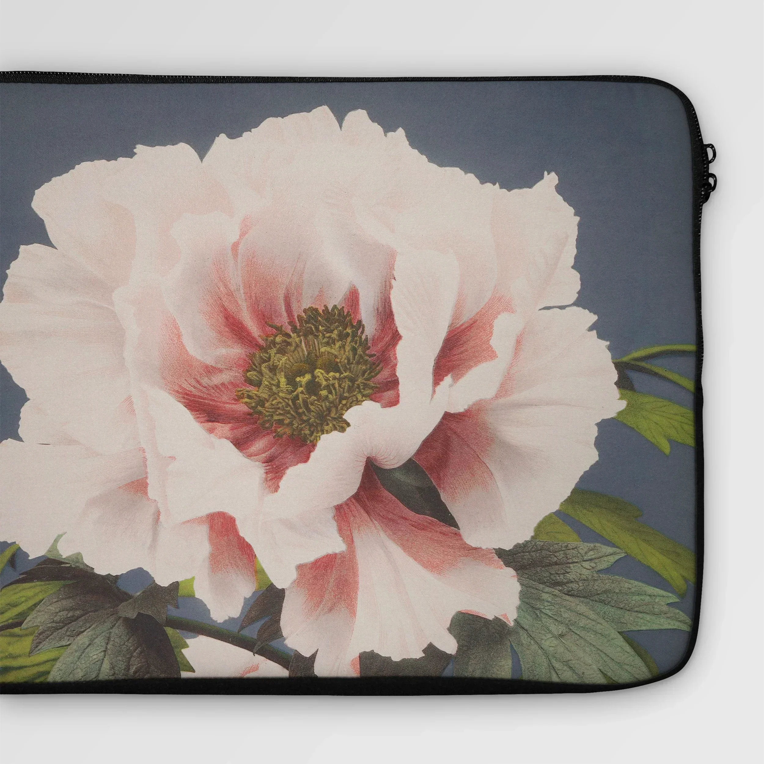 Pink Peony - Kazumasa Ogawa Floral Laptop Sleeve, Laptop Sleeve Close-up Print Pale Pink Peony Flower