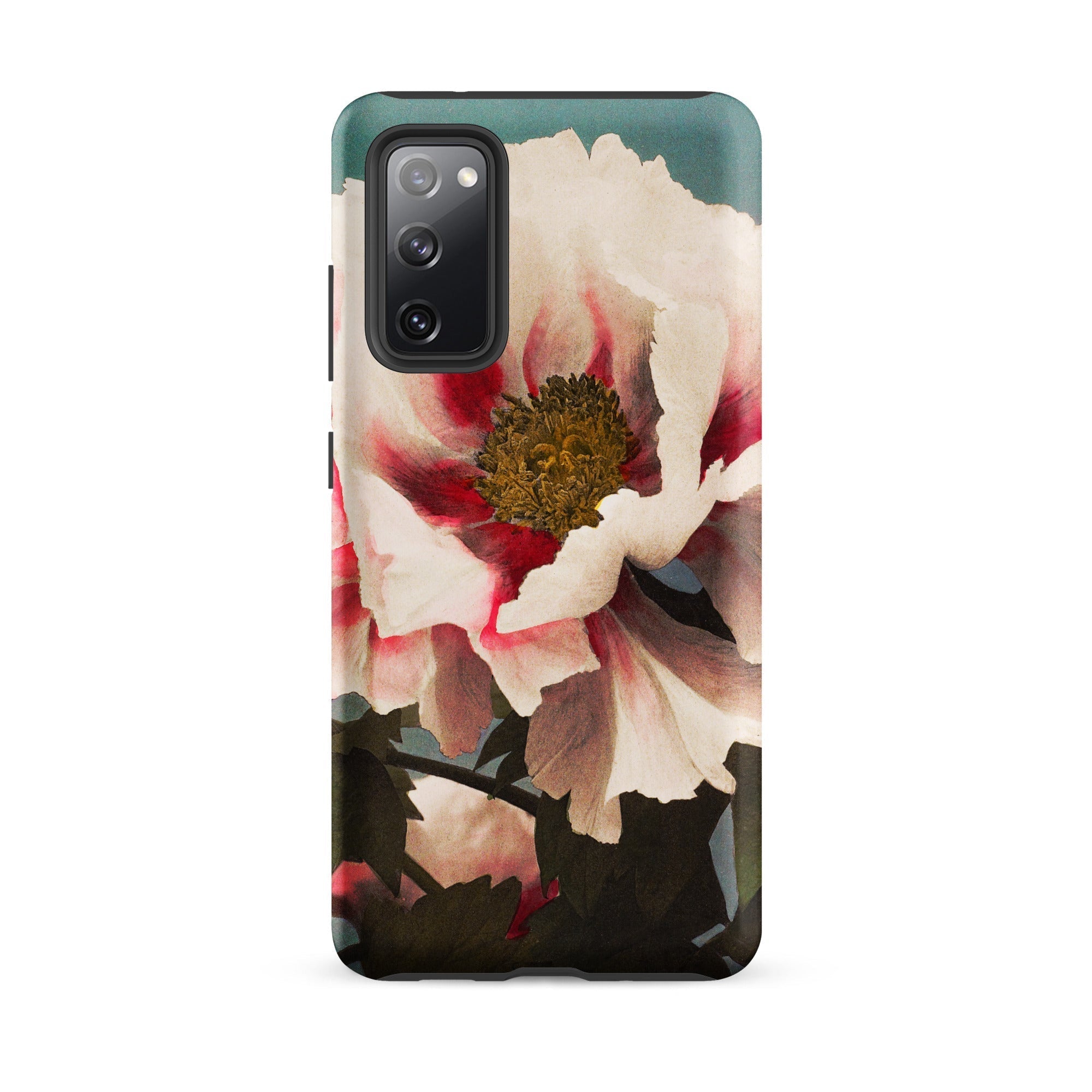 Pink Peony Kazumasa Ogawa Floral Samsung Case, Galaxy S20 Fe / Matte, White Phone Case Adorned Vibrant Red Floral Design