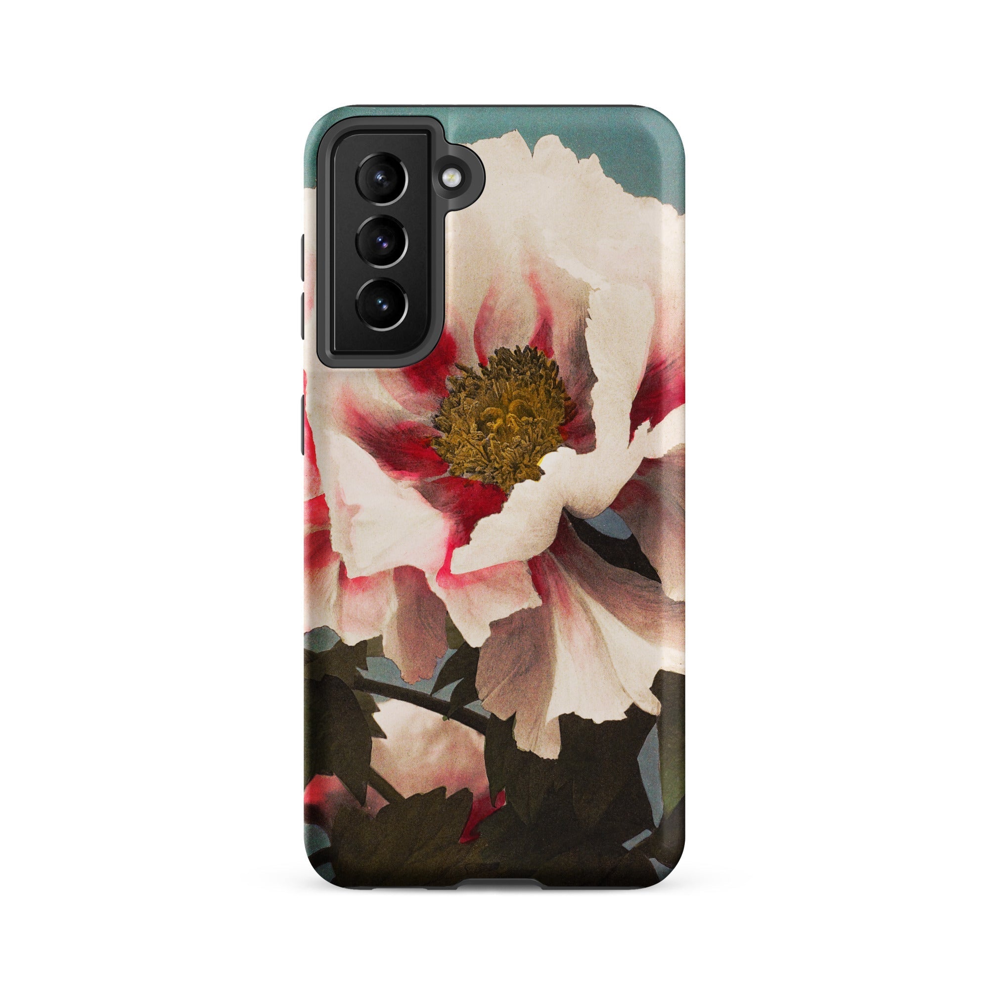 Pink Peony Kazumasa Ogawa Floral Samsung Case, Galaxy S21 Fe / Matte, Smartphone Case White Red Peony Flower Design