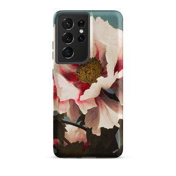 Pink Peony - Kazumasa Ogawa Floral Samsung Case, Galaxy S21 Ultra / Matte, Smartphone Case Floral Design Partially Opened White Red