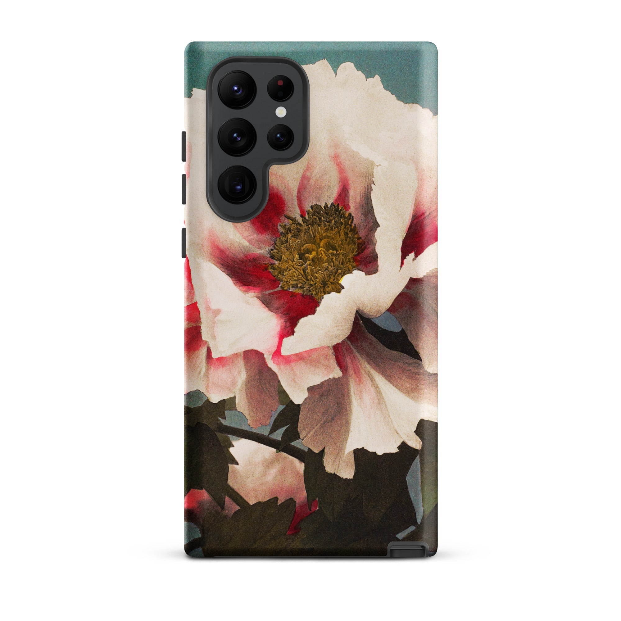 Pink Peony Kazumasa Ogawa Floral Samsung Case, Galaxy S22 Ultra / Matte, Smartphone Case White Red Peony Flower Design