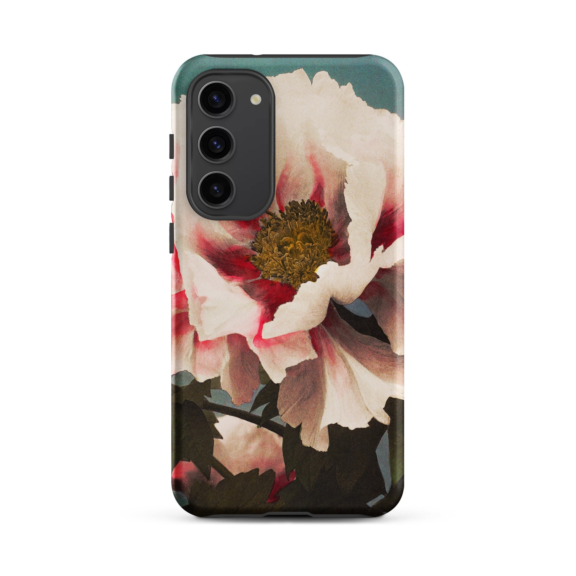 Pink Peony Kazumasa Ogawa Floral Samsung Case, Galaxy S23 Plus / Matte, Smartphone Case White Red Floral Design