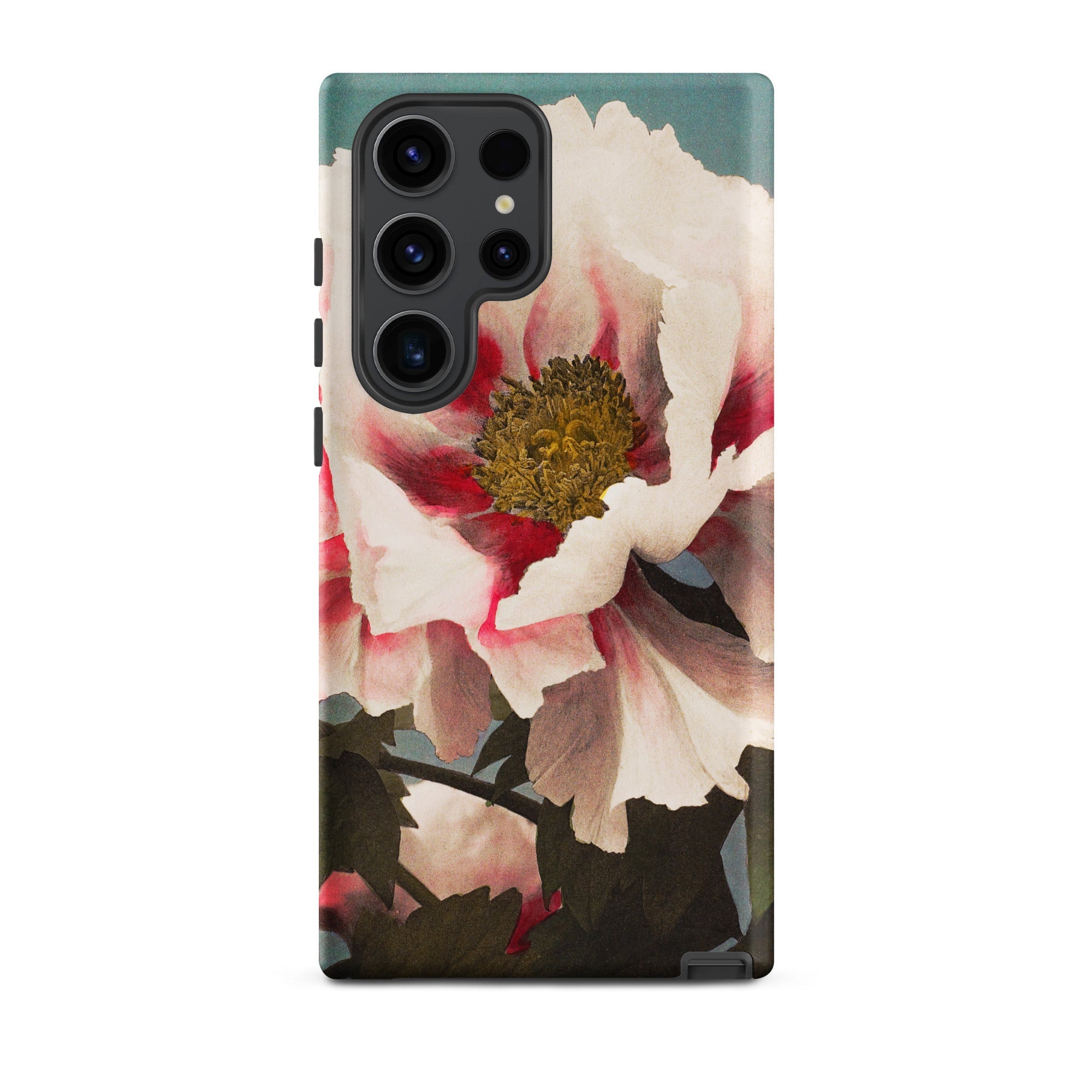 Pink Peony Kazumasa Ogawa Floral Samsung Case, Galaxy S23 Ultra / Matte, Smartphone Case Vibrant Floral Design White Red Peony