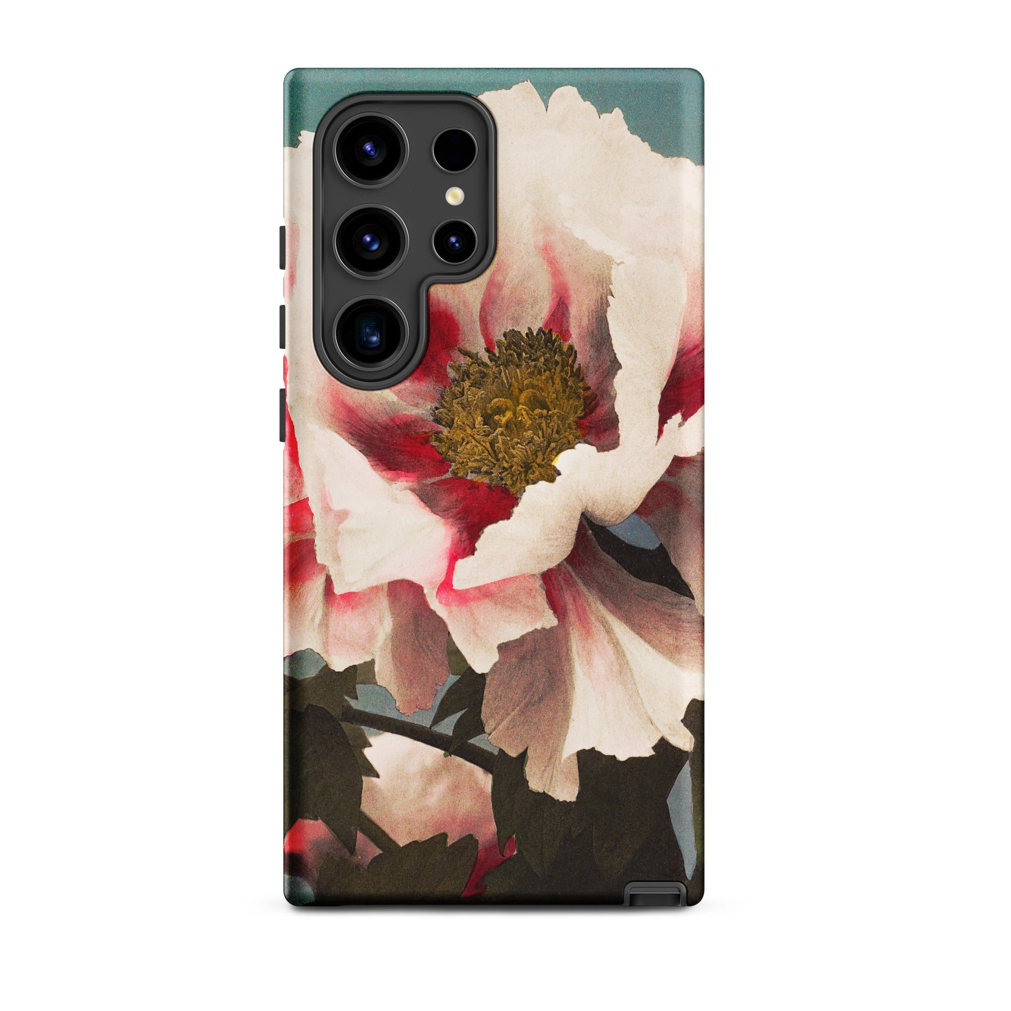Pink Peony Kazumasa Ogawa Floral Samsung Case, Galaxy S24 Ultra / Matte, White Red Floral Phone Case Camera Cutout