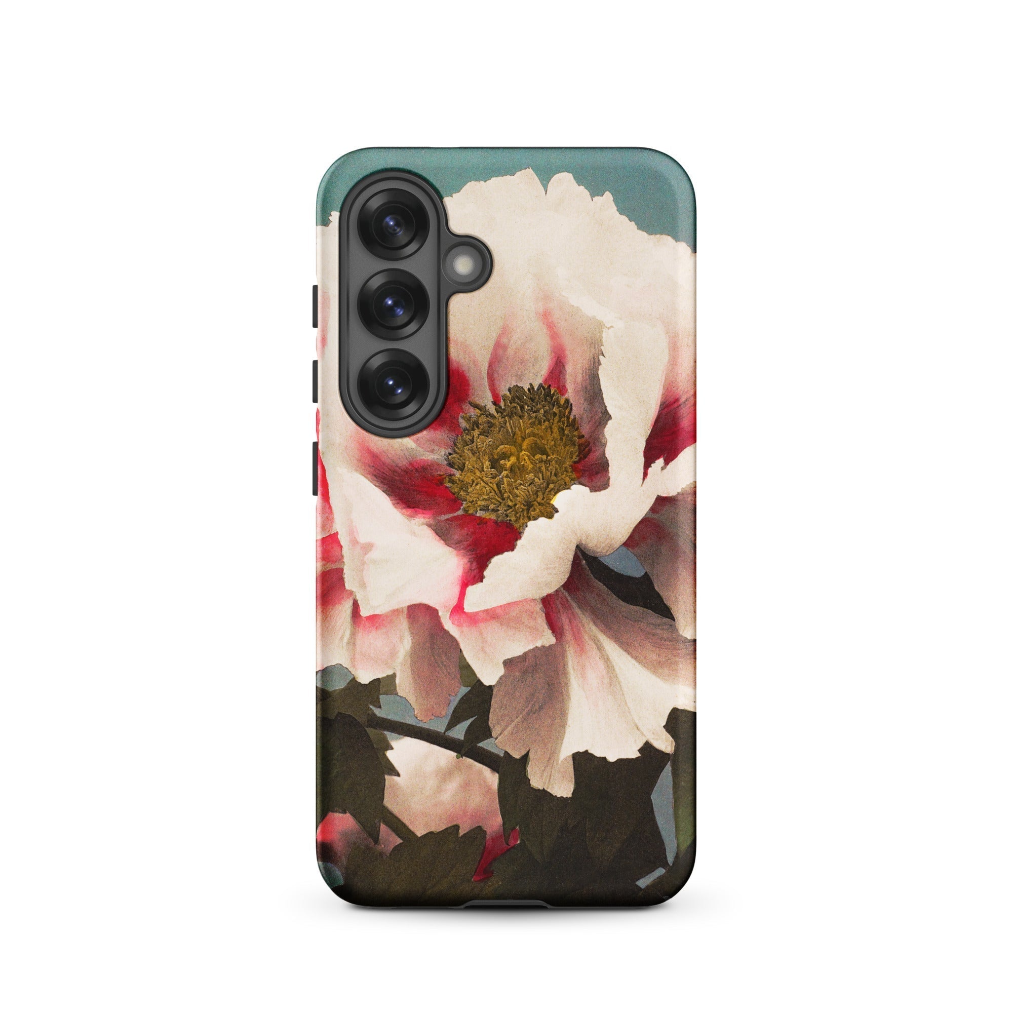 Pink Peony Kazumasa Ogawa Floral Samsung Case, Galaxy S25 / Matte, Smartphone Case White Red Peony Flower Design