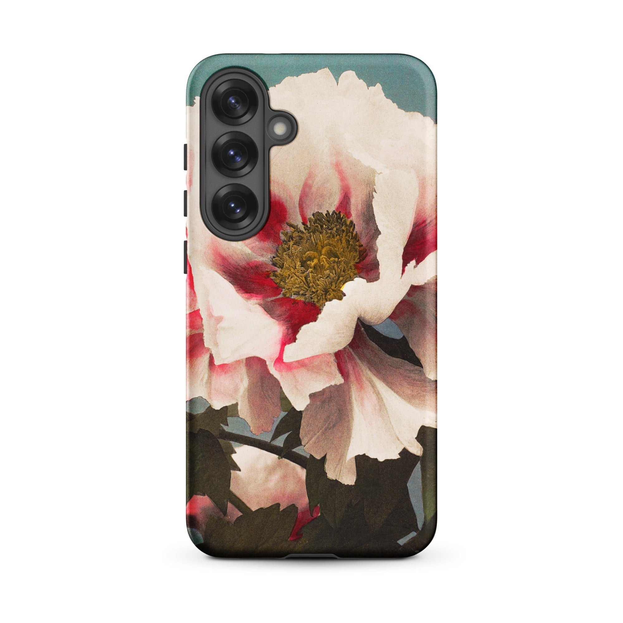 Pink Peony Kazumasa Ogawa Floral Samsung Case, Galaxy S25 Plus / Matte, Smartphone Case White Red Peony Flower Design
