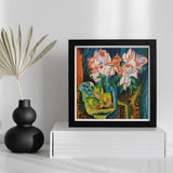 Pink Roses - Ernst Ludwig Kirchner Art Print / Canvas Framed Abstract Painting Colorful Flowers Vase, Kirchner’s, Unbridled Emotion Prints