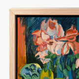Pink Roses - Ernst Ludwig Kirchner Art Print / Canvas Framed Painting Vibrant Impressionistic Flowers Shades Orange, Kirchner’s, Unbridled