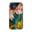 Pink Roses - Ernst Ludwig Kirchner Expressionist Iphone Case, 12 Mini / Matte, Phone Case Colorful Floral Painting Prominent Pink Lilies
