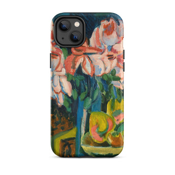 Pink Roses - Ernst Ludwig Kirchner Expressionist Iphone Case, 14 Plus / Matte, Floral-painted Phone Case