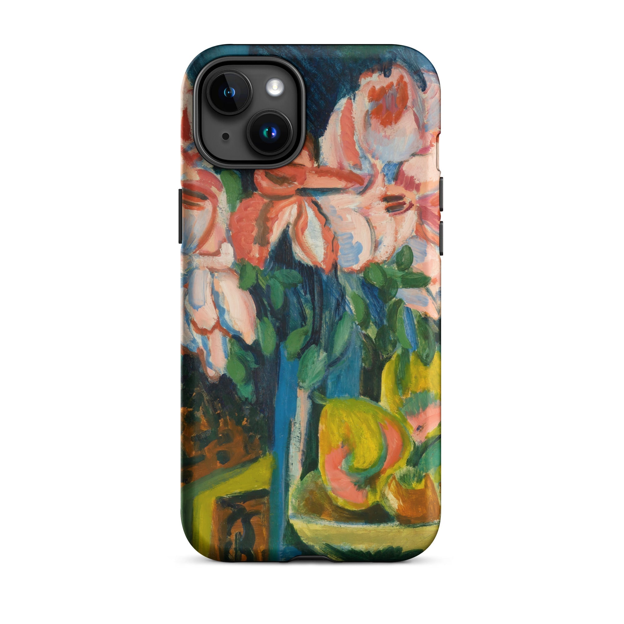 Pink Roses Ernst Ludwig Kirchner Expressionist Iphone Case, 15 Plus / Matte, Floral Art Phone Case