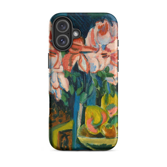 Pink Roses - Ernst Ludwig Kirchner Expressionist Iphone Case, 16 Plus / Matte, Floral-painted Phone Case