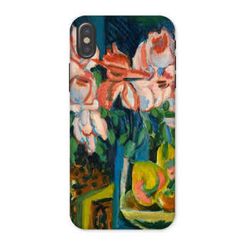 Pink Roses - Ernst Ludwig Kirchner Expressionist Phone Case Iphone x / Matte Phone Case Colorful Impressionistic Floral Painting Roses