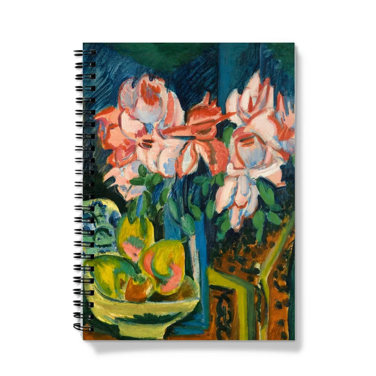 Pink Roses By Ernst Ludwig Kirchner Notebook - A5 / Graph - Notebooks & Notepads - Aesthetic Art