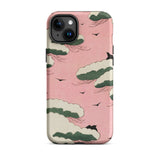 Pink Sky - Watanabe Seitei Bijutsu Sekai Art Iphone Case, 15 Plus / Matte, Pink Phone Case Cloud Bird Design