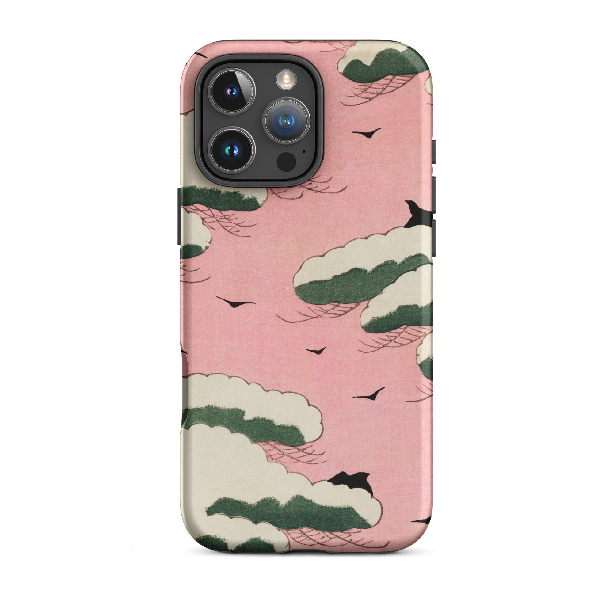 Pink Sky - Watanabe Seitei Bijutsu Sekai Art Iphone Case, 16 Pro Max / Matte, Pink Phone Case Cloud Bird Design