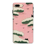 Pink Sky - Watanabe Seitei Bijutsu Sekai Art Iphone Case, 8 Plus / Matte, Iphone Case Pink Background Stylized Green Clouds Birds