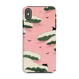 Pink Sky - Watanabe Seitei Bijutsu Sekai Art Iphone Case, Xs Max / Matte, Phone Case Pink Background Stylized Green White Clouds