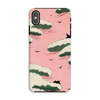 Pink Sky - Watanabe Seitei Bijutsu Sekai Art Iphone Case, Xs Max / Matte, Phone Case Pink Background Stylized Green White Clouds