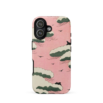 Pink Sky - Watanabe Seitei Bijutsu Sekai Art Phone Case Iphone 17 / Matte Pink Cloud-patterned Phone Case Green White Accents Made Watanabe