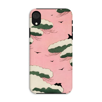 Pink Sky - Watanabe Seitei Bijutsu Sekai Art Phone Case Iphone Xr / Matte Background Stylized Green White Clouds, Seitei’s Ethereal