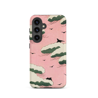 Pink Sky - Watanabe Seitei Bijutsu Sekai Art Phone Case Samsung Galaxy S24 / Matte Pink Phone Case Whimsical Design Stylized Green White
