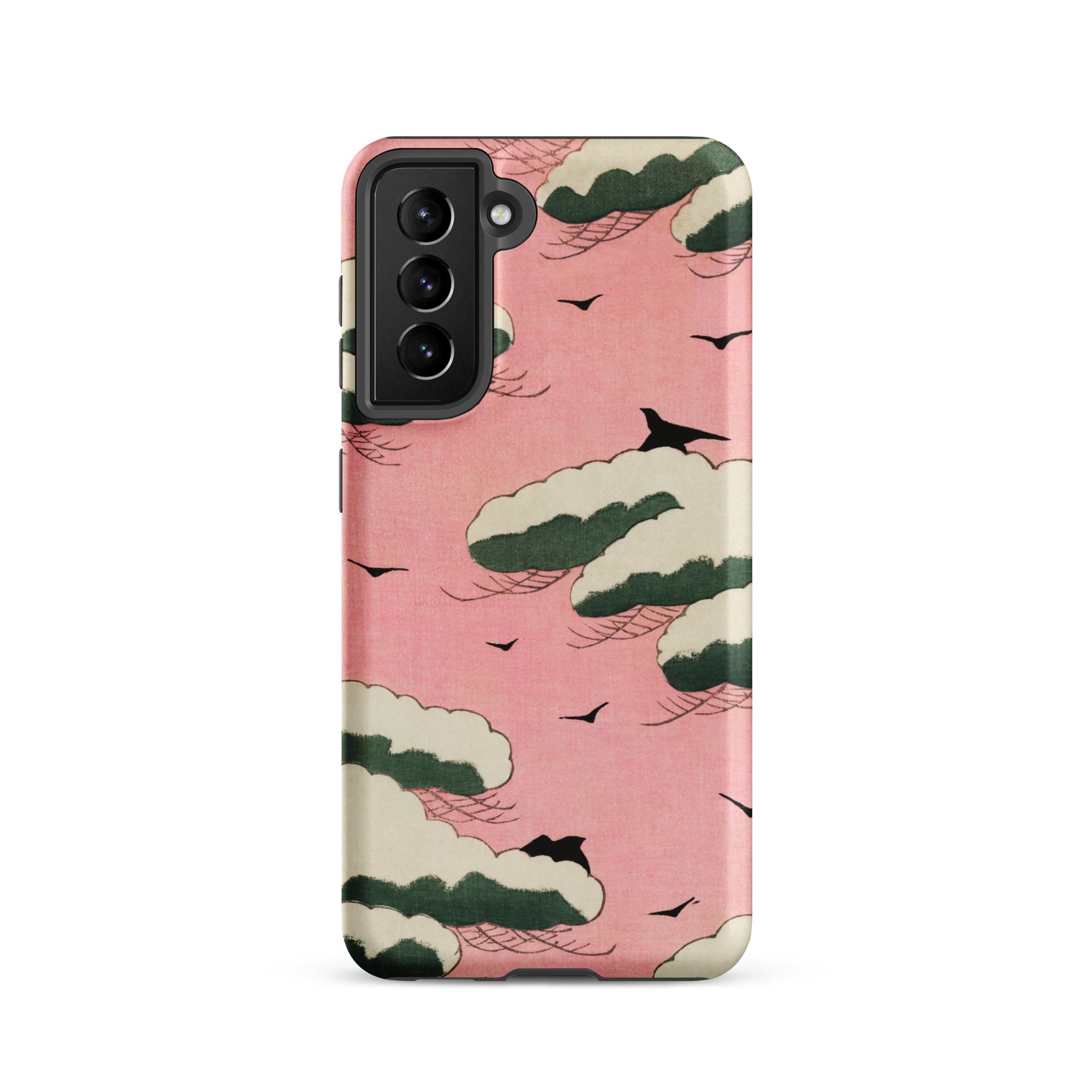 Pink Sky Watanabe Seitei Bijutsu Sekai Art Samsung Case, Galaxy S21 / Matte, Pink Phone Case Pattern White Green Clouds Black