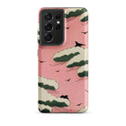 Pink Sky Watanabe Seitei Bijutsu Sekai Art Samsung Case, Galaxy S21 Ultra / Matte, Smartphone Case Whimsical Design Pink Clouds Birds