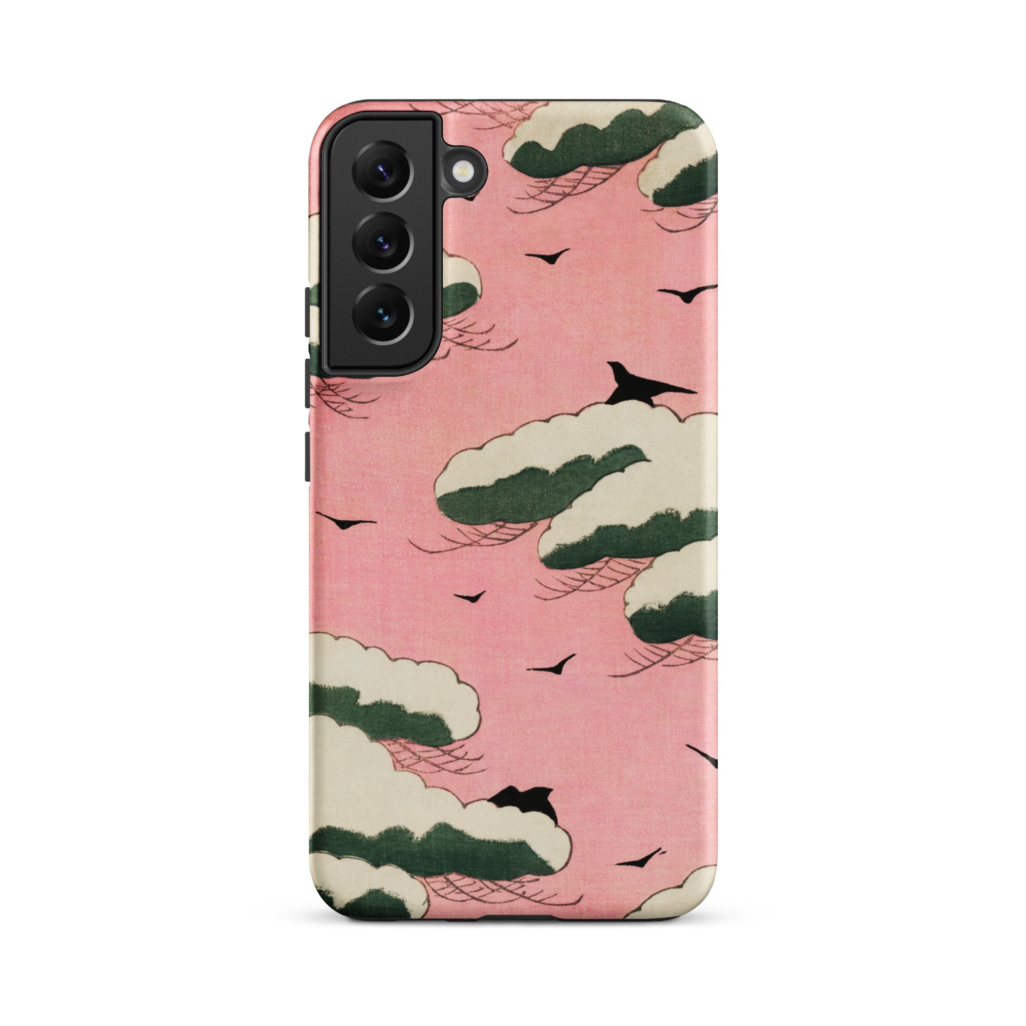 Pink Sky Watanabe Seitei Bijutsu Sekai Art Samsung Case, Galaxy S22 Plus / Matte, Phone Case Pink Sky White Green Clouds Black