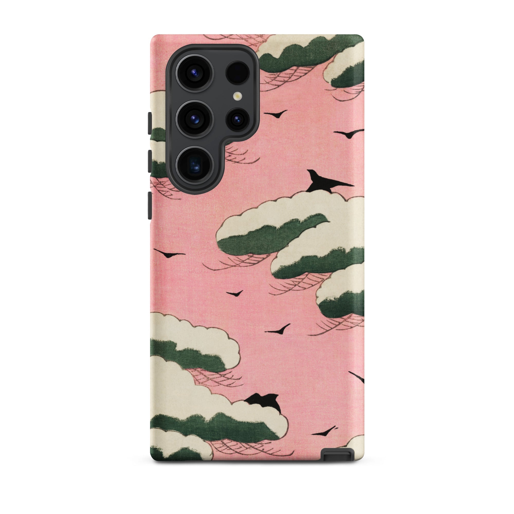 Pink Sky Watanabe Seitei Bijutsu Sekai Art Samsung Case, Galaxy S23 Ultra / Matte, Pink Phone Case Cloud Bird Design