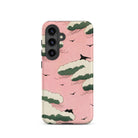 Pink Sky Watanabe Seitei Bijutsu Sekai Art Samsung Case, Galaxy S24 / Matte, Pink Phone Case Japanese Style Illustration Snowy Mountains