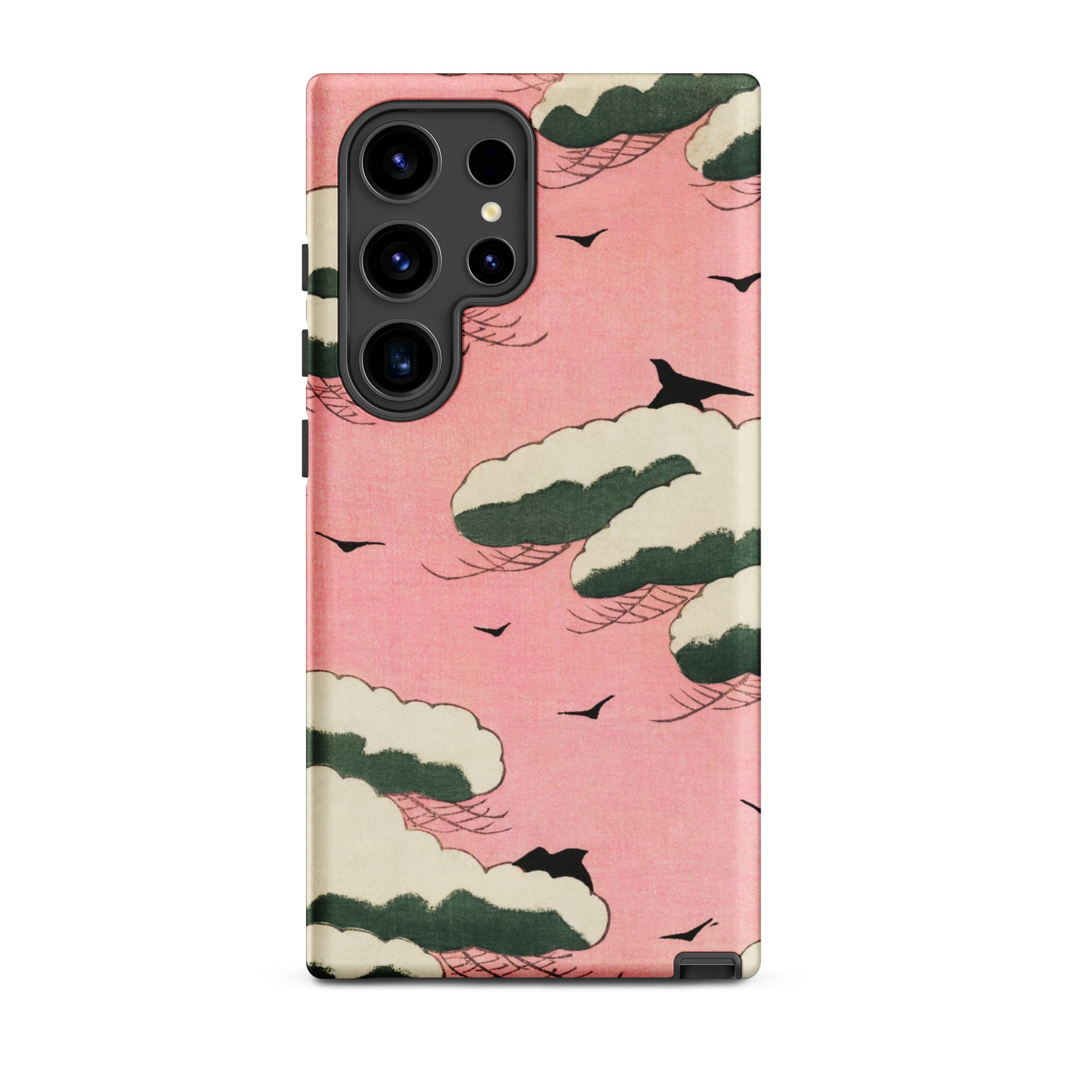 Pink Sky Watanabe Seitei Bijutsu Sekai Art Samsung Case, Galaxy S24 Ultra / Matte, Pink Phone Case Pattern Green White Clouds Black