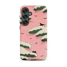 Pink Sky Watanabe Seitei Bijutsu Sekai Art Samsung Case, Galaxy S25 Plus / Matte, Pink Phone Case Pattern White Green Clouds Black
