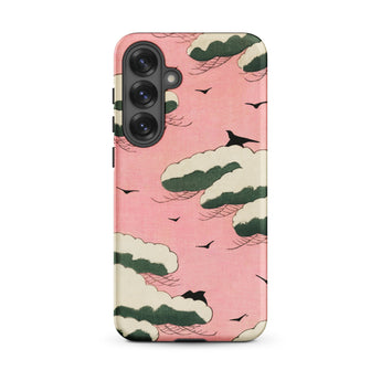 Pink Sky - Watanabe Seitei Bijutsu Sekai Art Samsung Case, Galaxy S25 Plus / Matte, Pink Phone Case Pattern White Green Clouds Black