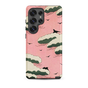 Pink Sky - Watanabe Seitei Bijutsu Sekai Art Samsung Case, Galaxy S25 Ultra / Matte, Smartphone Pink Case Design Clouds Birds
