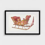 Pink Sleigh - Amos C. Brinton 1930s Decorative Art Print / Canvas Vintage-style Yellow Trim Weathered Metal Runners Captivating, Prints