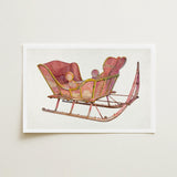 Pink Sleigh - Amos C. Brinton 1930s Decorative Art Print / Canvas Vintage-style Yellow Painted Weathered Rustic Finish Captivating, Prints