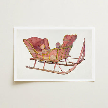 Pink Sleigh - Amos C. Brinton 1930s Decorative Art Print / Canvas Vintage-style Yellow Painted Weathered Rustic Finish Captivating, Prints
