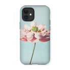 Pink Water Lily - Kazumasa Ogawa Floral Iphone Case, 12 Mini / Matte, Delicate Pink Lotus Flower Green Center Slender Stem