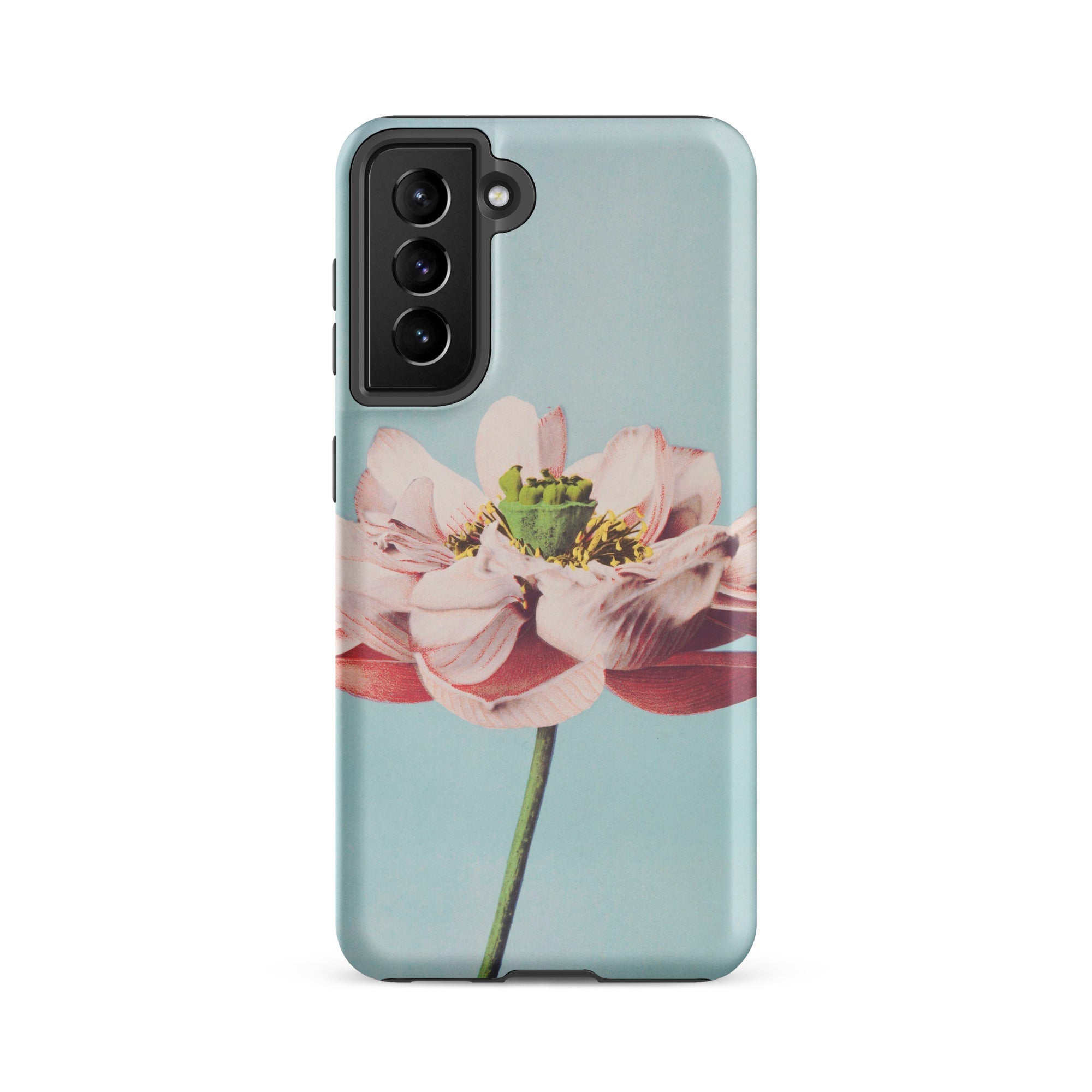 Pink Water Lily Kazumasa Ogawa Floral Samsung Case, Galaxy S21 Fe / Matte, Light Blue Phone Case Pink Green Flower Design