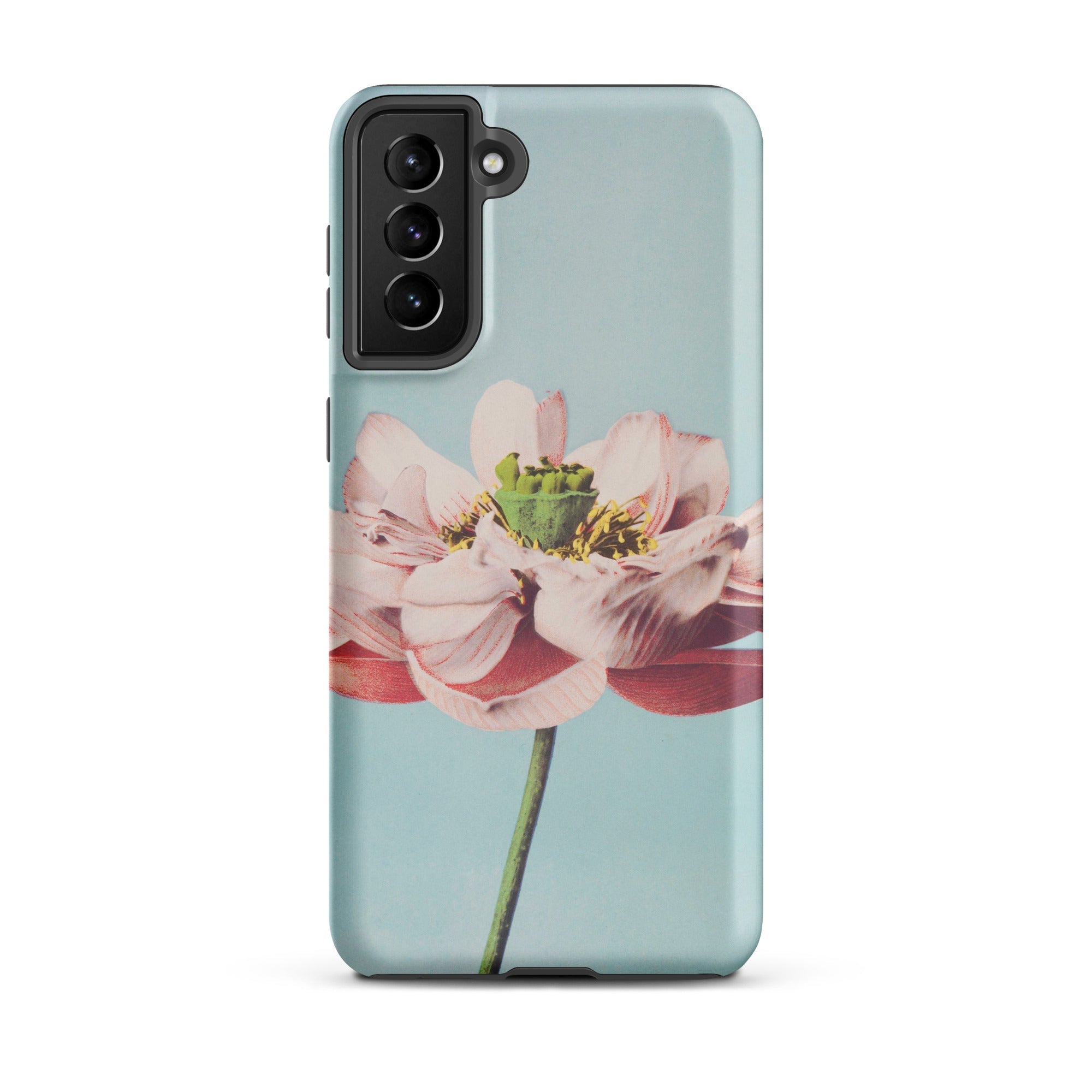 Pink Water Lily Kazumasa Ogawa Floral Samsung Case, Galaxy S21 Plus / Matte, Light Blue Smartphone Case Design Pink Green Flower