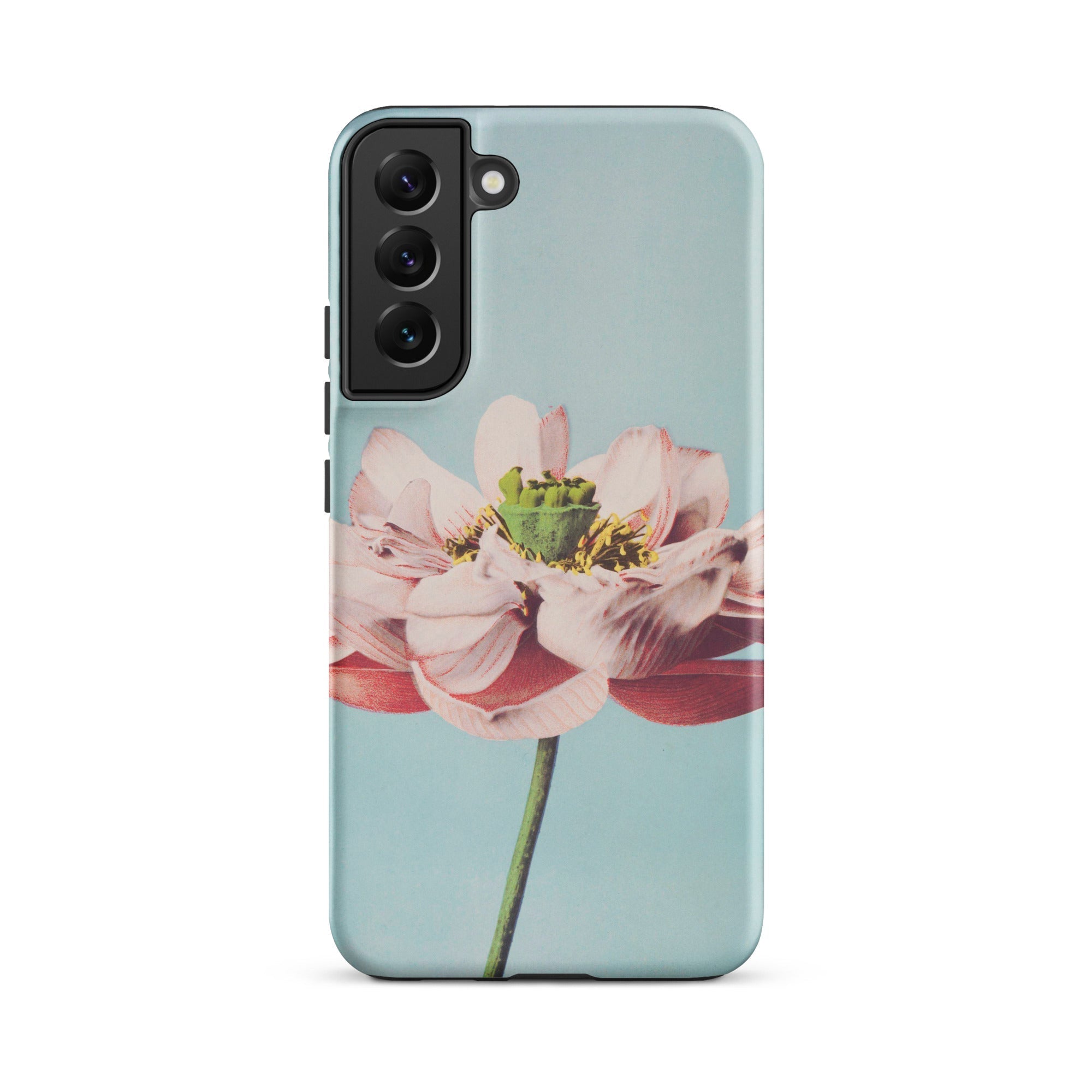 Pink Water Lily Kazumasa Ogawa Floral Samsung Case, Galaxy S22 Plus / Matte, Smartphone Case Light Blue Background Pink Flower Design