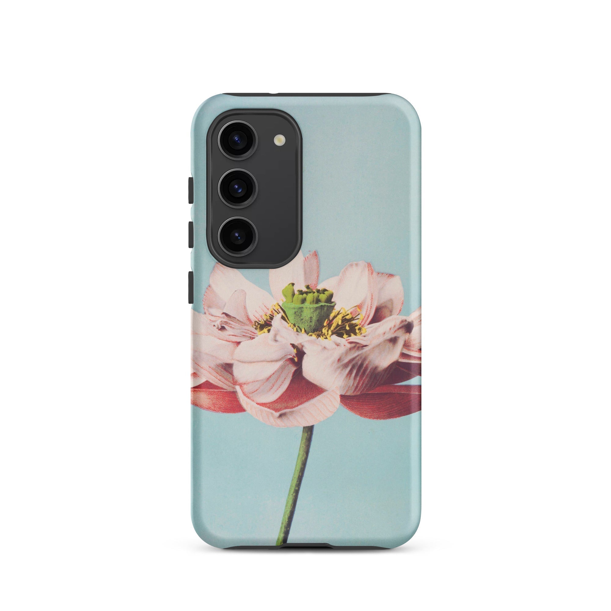 Pink Water Lily Kazumasa Ogawa Floral Samsung Case, Galaxy S23 / Matte, Baby Blue Phone Case Pink Flower Design