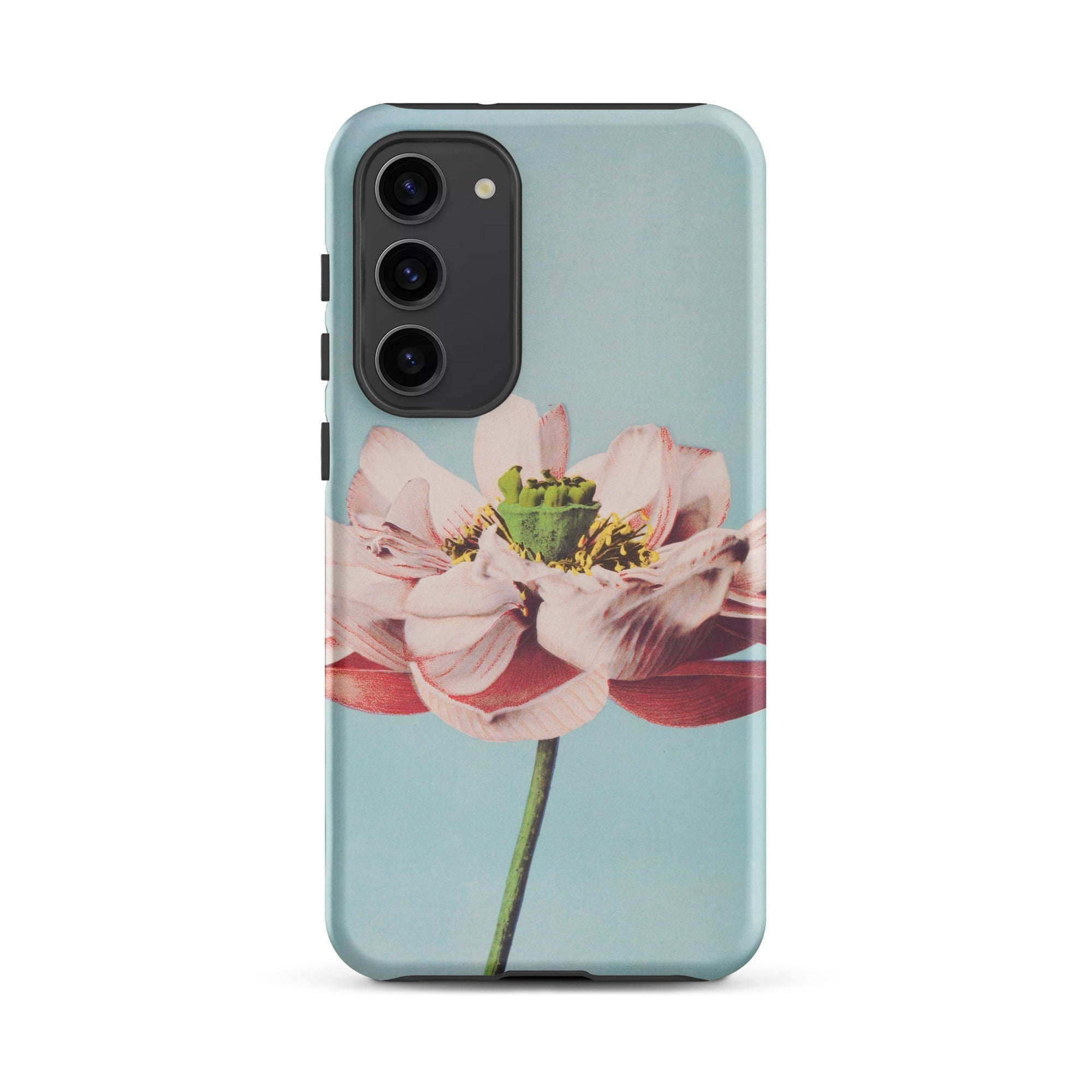 Pink Water Lily Kazumasa Ogawa Floral Samsung Case, Galaxy S23 Plus / Matte, Light Blue Phone Case Pink Flower Design