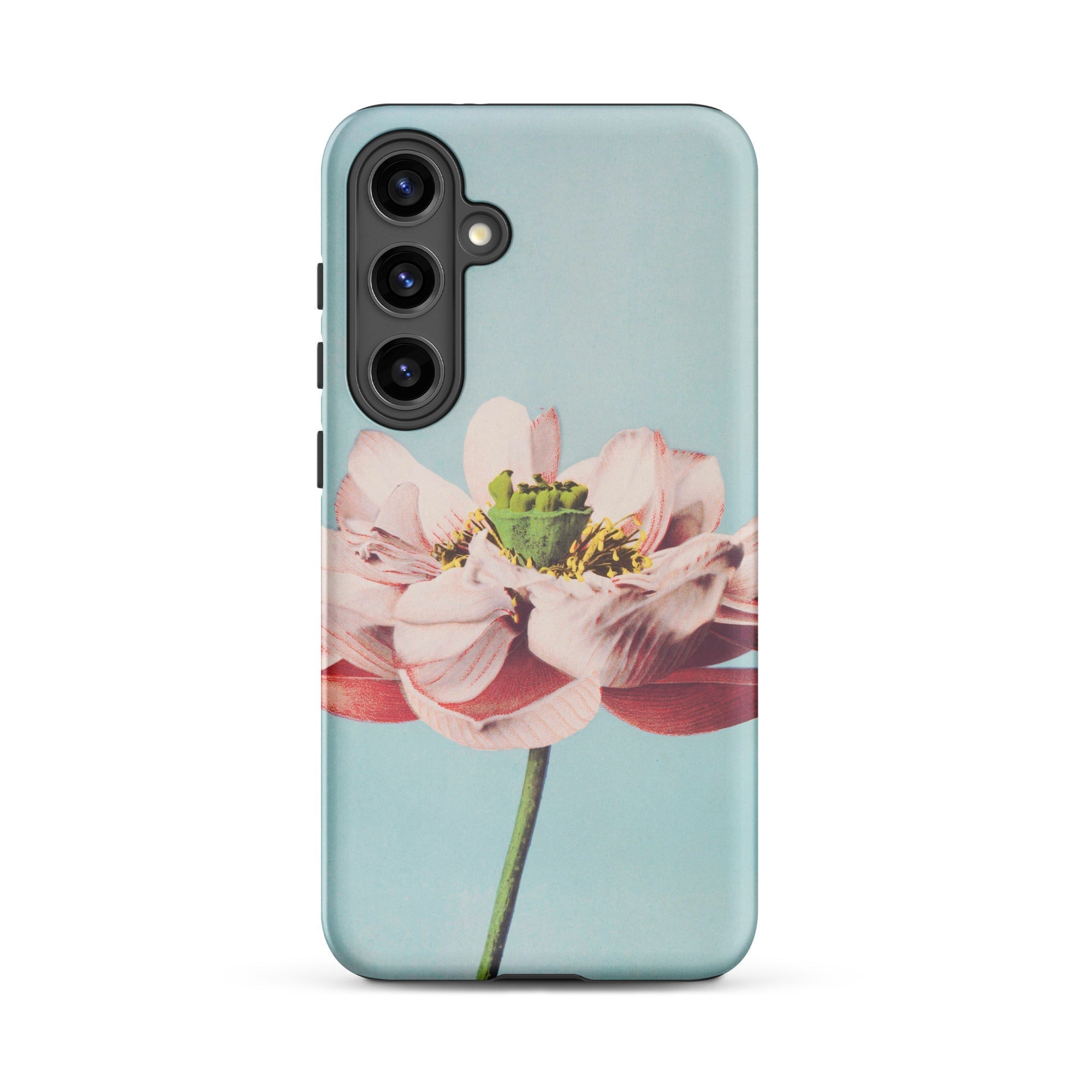 Pink Water Lily Kazumasa Ogawa Floral Samsung Case, Galaxy S24 Plus / Matte, Light Blue Smartphone Case Pink Flower Design