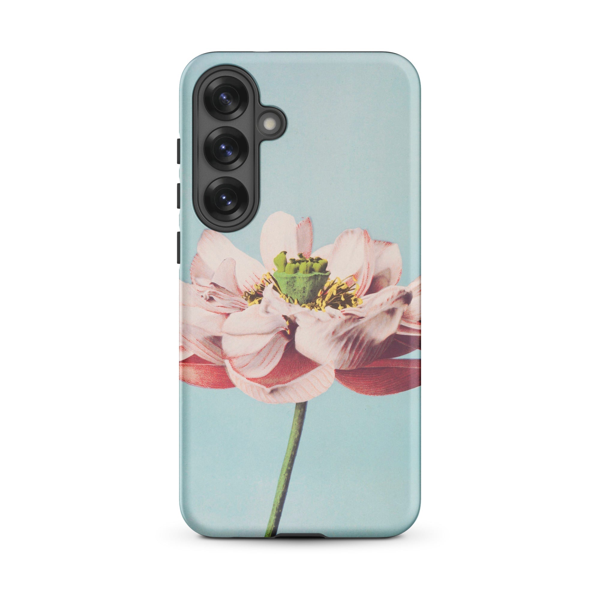 Pink Water Lily Kazumasa Ogawa Floral Samsung Case, Galaxy S25 Plus / Matte, Light Blue Phone Case Pink Green Flower Design