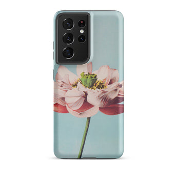 Pink Water Lily - Ogawa Kazumasa Floral Phone Case Samsung Galaxy S21 Ultra / Matte Soft Pastel Blue Phone Case Detailed Illustration Pink
