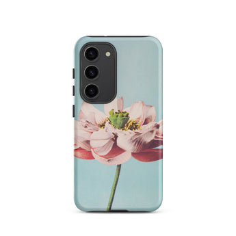 Pink Water Lily - Ogawa Kazumasa Floral Phone Case Samsung Galaxy S23 / Matte Soft Pastel Pink Lotus Flower Green Center Stem Kazumasa